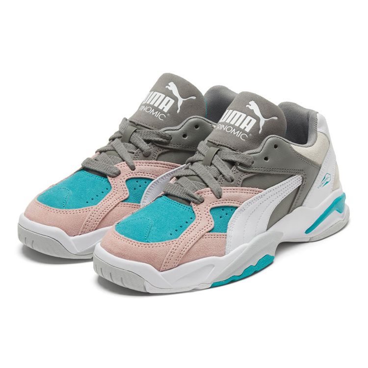 Puma Performer Vintage Leather Lace-Up Low-Top Dad Shoes Unisex Sneaker Gray White 374129-01