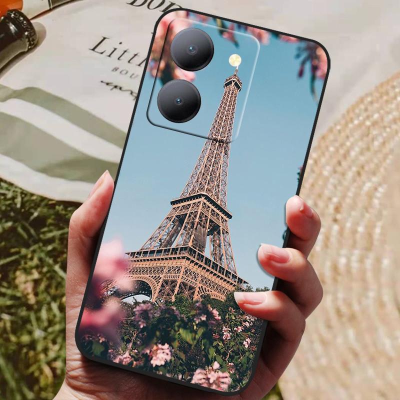 Para Capa Vivo Y36 5G Capa Preta À Prova de Choque Silicone Macio Capas Traseiras Para Vivo Y36 4G V2247 Capa de Telefone Y 36 5G Capa Leão Lobo