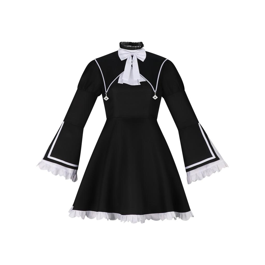 Shinonome Ena Nonnen-Cosplay-Kleid Project SEKAI Colorful Stage Gotisches Glockenärmel-Schleifen-Choker Schwarz-Weiß Geschwister-Kostüm Anime-Spiel