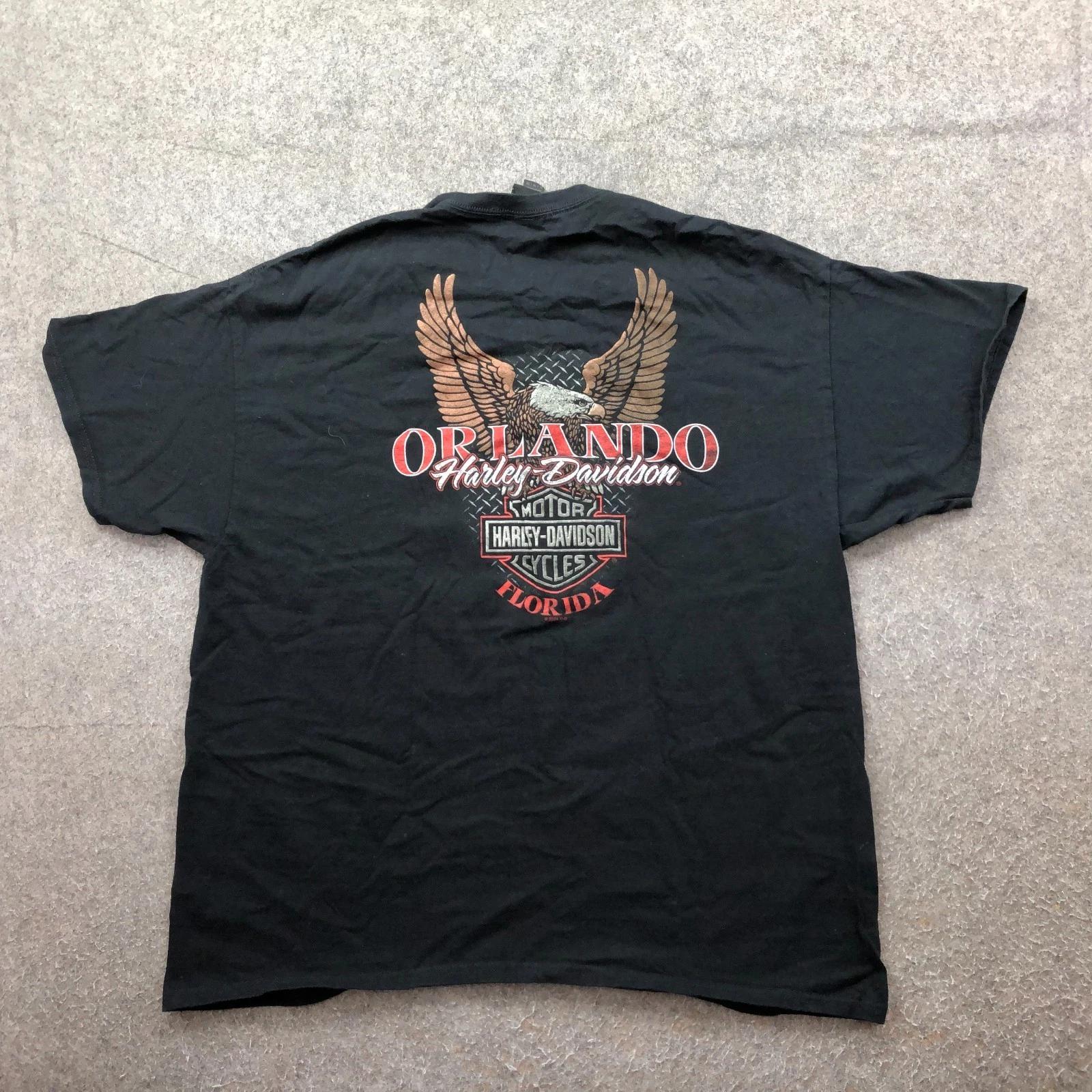 Harley-Davidson Shirt Mens XL Black Orlando Florida Eagle Dealer Graphic Tee 2XL