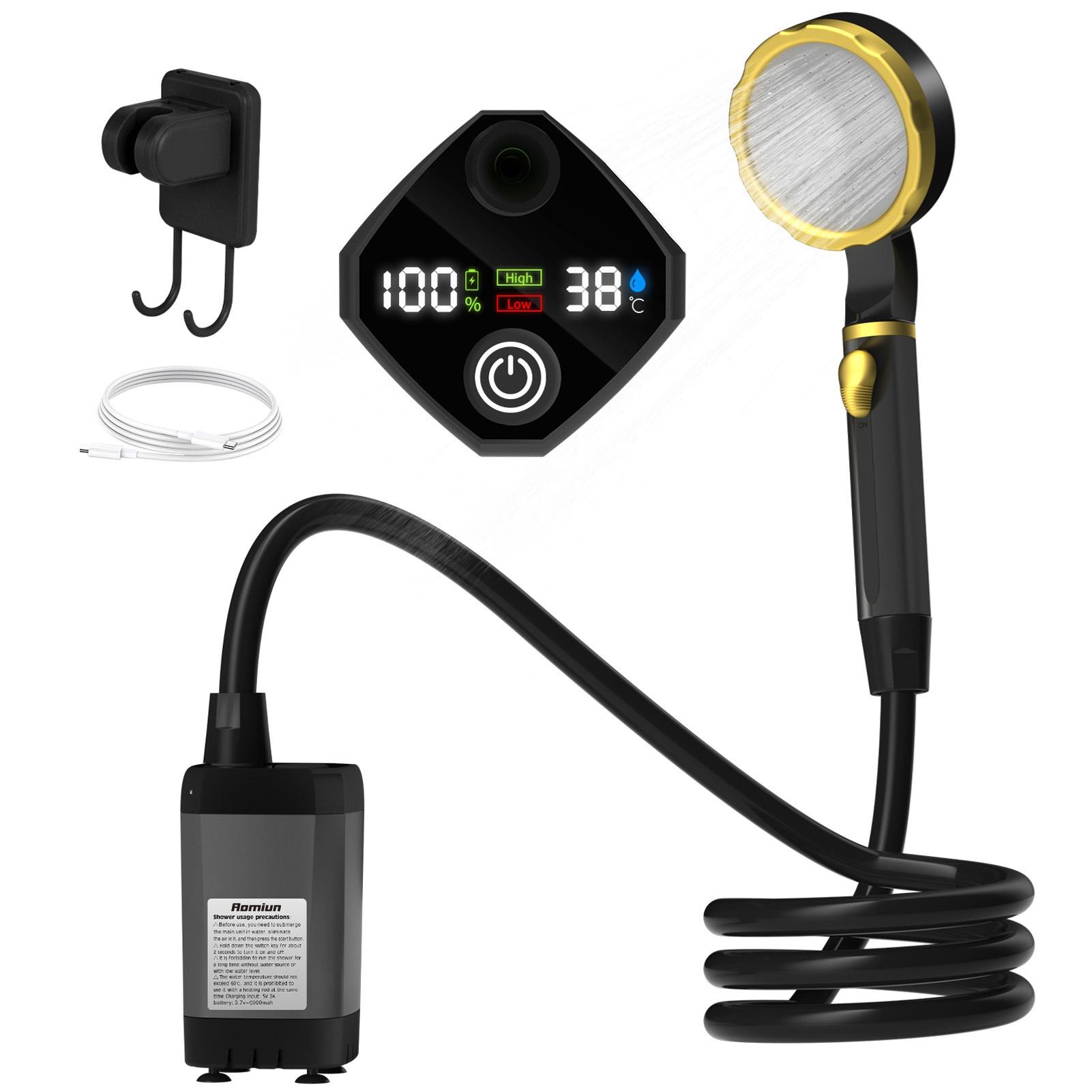 

Camping Shower Pump RV Outdoor Shower Kit Camp Shower Intelligent Digital Display Adjustable Shower Kit
