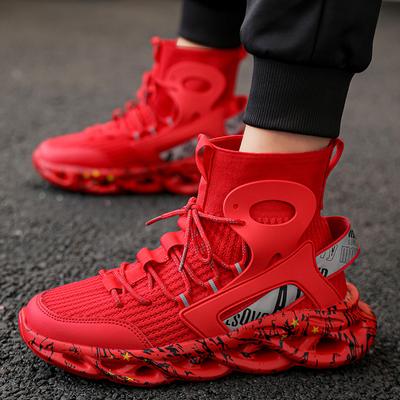 Trendige Herrenschuhe mit hohem Schaft, elastischem Flyknit, dreidimensionalem neuen Graffiti-Fußüberzug