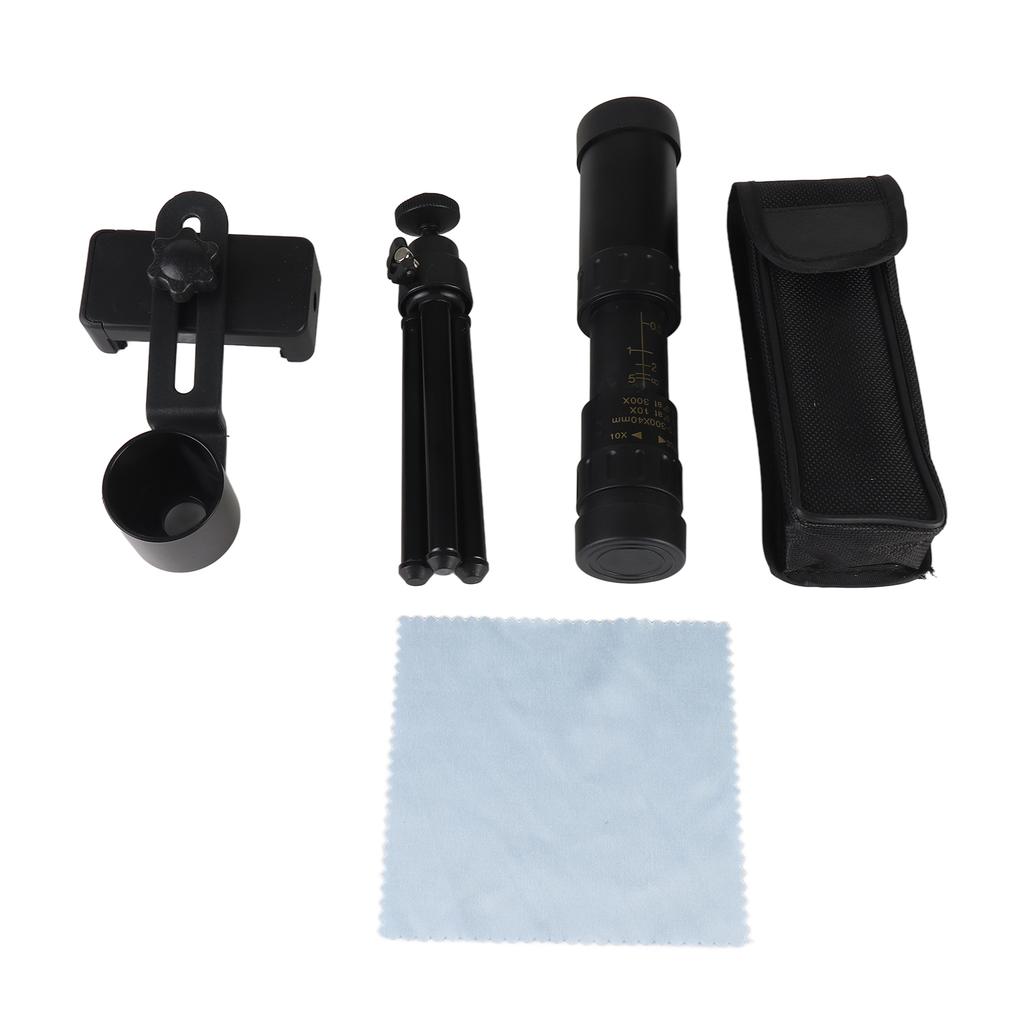 Monocular Telescope 10X 300X Magnification 40mm Lens Monocular with Phone Holder and Mini Tripod for Bird Watching