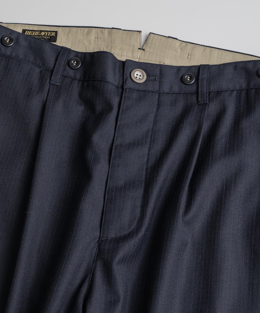 Bihebieo Summer Wool Classic Trousers D.Navy