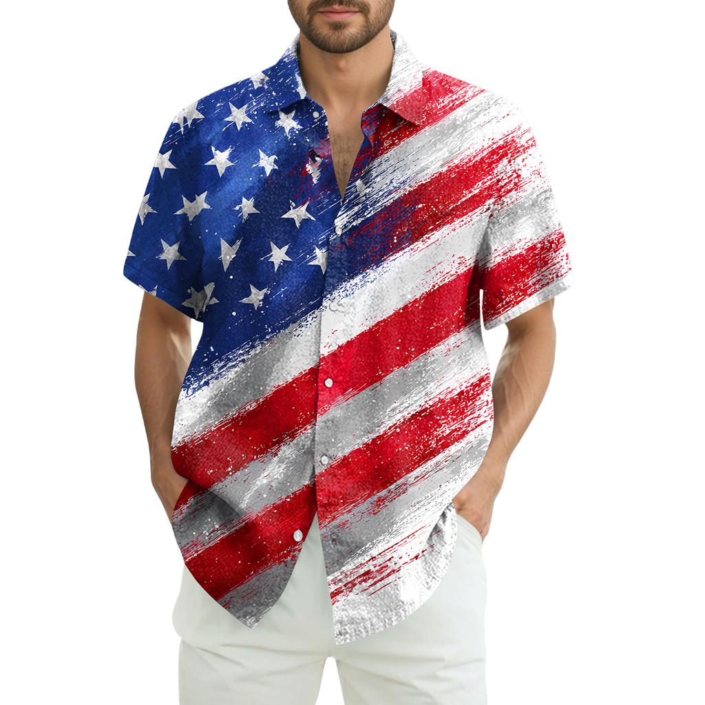 Men's Casual Short-Sleeve Collared Shirt