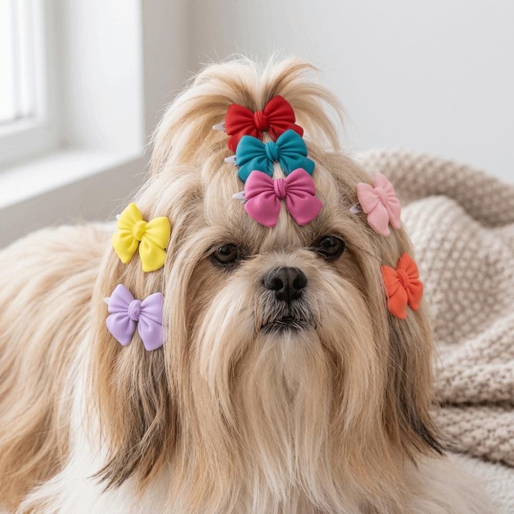16pcs Mini Size Pet Hair Clip Multicolor Cat Hair Accessory Fashion Style Dog Bow Tie Pet Styling