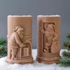 Relief Cylinder Santa Claus Christmas Candle Mold Handmade Aroma Gypsum Form Silicone Mould Xmas Candle Soap Making Supplies