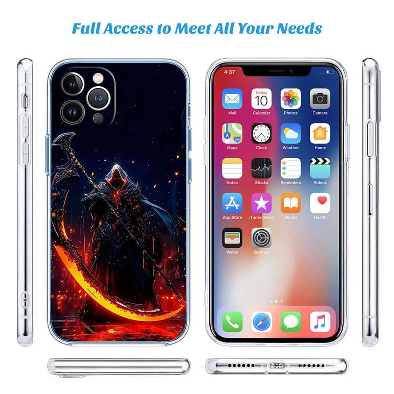 JO60 Grim Reaper Skull Phone Case for Motorola E22S E7 G6 G7 G8 G9 Plus Power Play G10 G20 G04 E30 E40 E22 E20 E13 G22 G23 G Stylus Play
