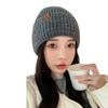 Hat Female Alphabet Leather Label Knitted Wool Hat Winter Warm Student Pullover Hat Thick