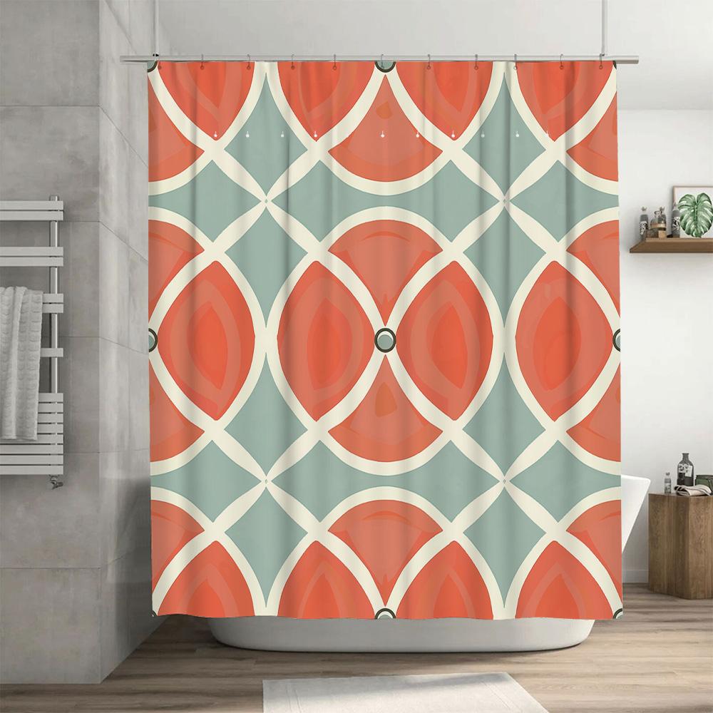 Modern Geometric Shower Curtain Waterproof Decorative Bathroom Accessories Set for Home Improvement