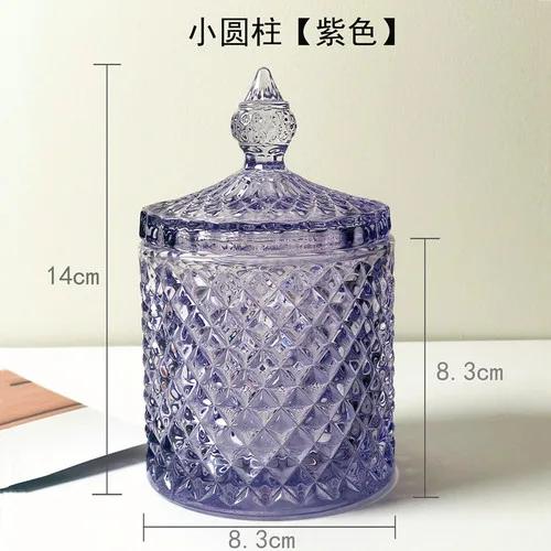 European Style Crystal Glass Storage Jar Creative Candy Jar Home Desktop Jewelry Cosmetic Swab Box Candle Holder Home Decoration