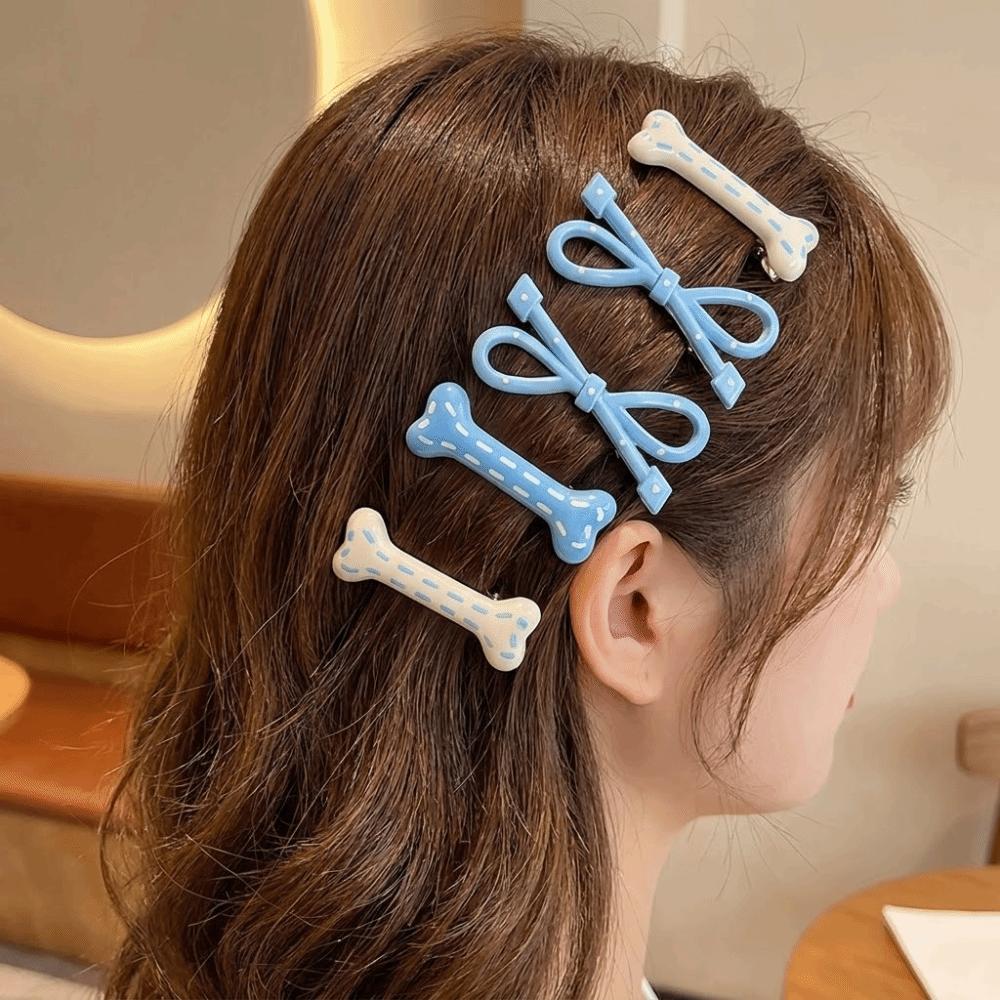 Sweet Polka Dot Hair Clips Cute Design Oval Side Bangs Clips for 6PCS/SET Broken Hair