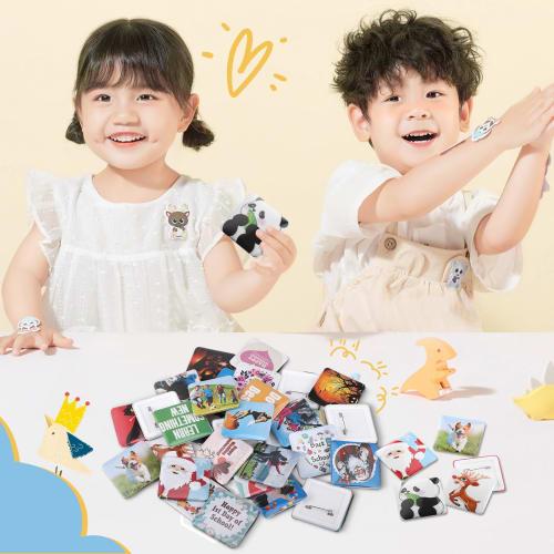 Square Badge Maker, Rotating Badge Machine, Includes 100 Badge Materials, Compact and Lightweight, DIY Toy, Badge Making Machine, Crafts, Handmade, Sc