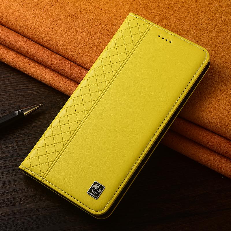 

Napa Inner Grid Genuine Leather Flip Case for Samsung Galaxy A06 A16 A26 A36 A56 A07 A17 A37 5G Cover Card Cases Scratch Proof A37 5G лимон