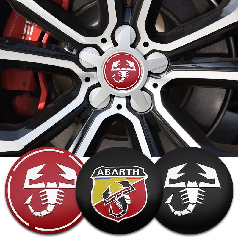 4pcs 56mm Wheel Center Hub Cap Emblem Badge Stickers Car Stying for Abarth 124 500 Grande Punto Spider 500C 595C 695C Evo