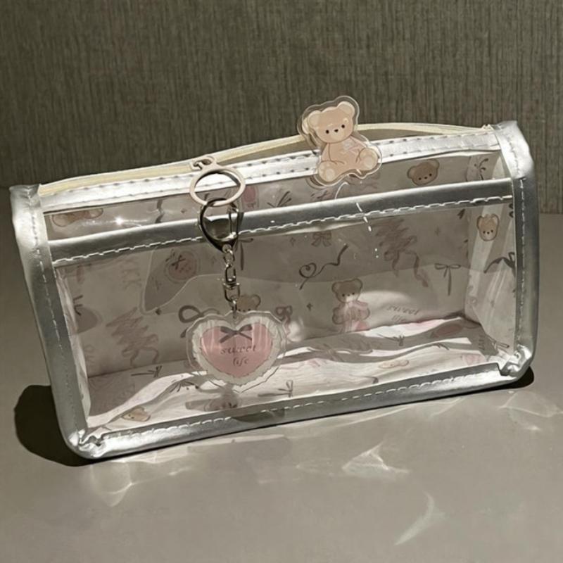 Cartoon Large-capacity Stationery Translucent Pencil Case Multi-layer Vertical Storage Bag School Supply Cosmetic Bag