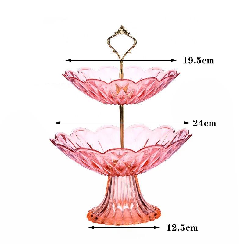 2/3 Tiers Fruit Snack Tray Plastic Bowls Desserts Holder Nuts Candy Displat Stand Decorative Party Serving Tray for Home Party