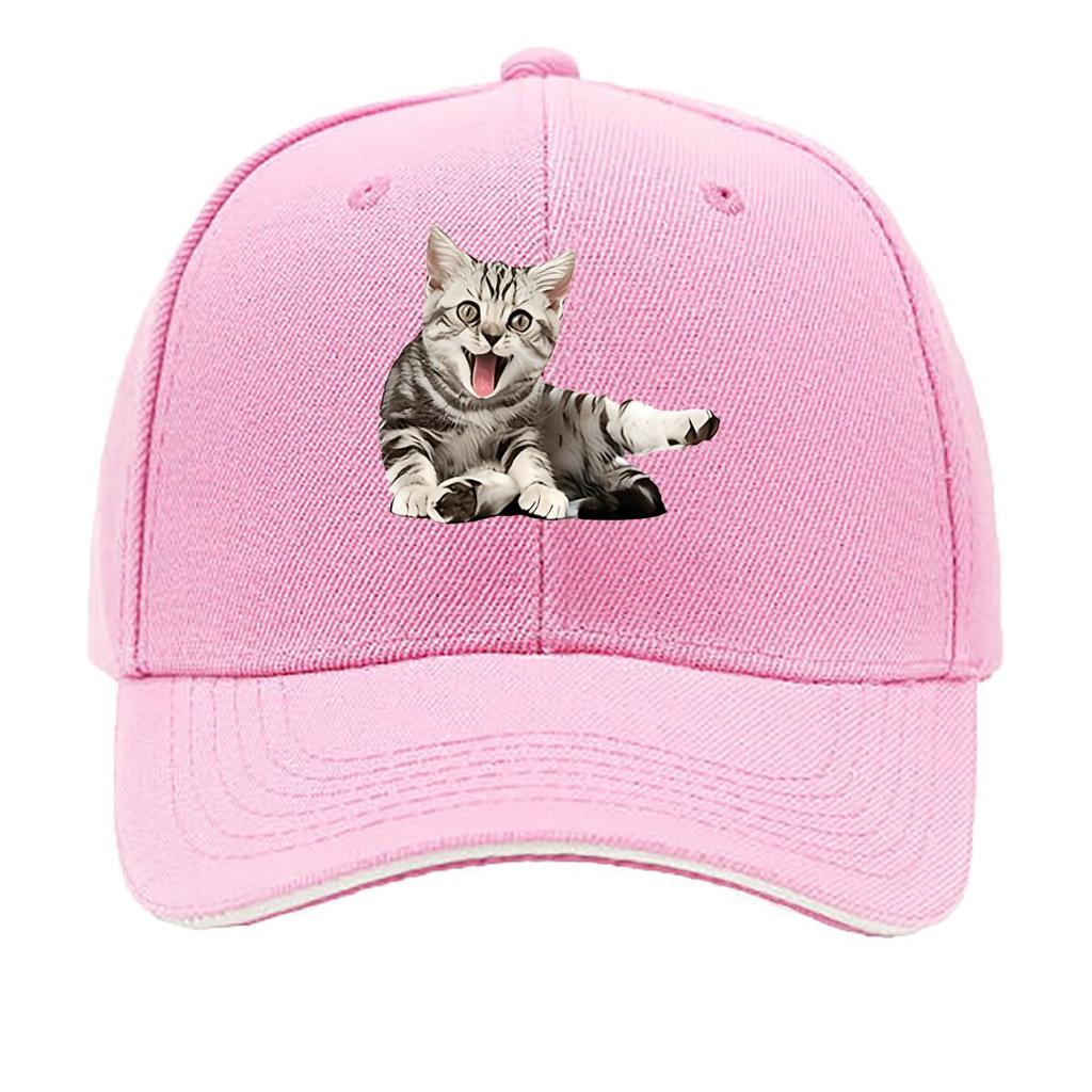 Breathable Baseball Cap with Cute Kitten Print Adjustable Casual Sun Hat for Everyday Outdoor W Sandwich Baseball Cap