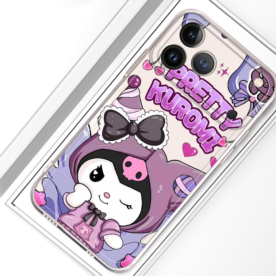 

Soft Phone Cover Case for iPhone 17 Pro Max 13 Pro 16 14 Plus 7 8 XR 12 Mini 15 XS Max 11 Air Sanrio Cartoon Cute Kuromi iPhone 15 Pro