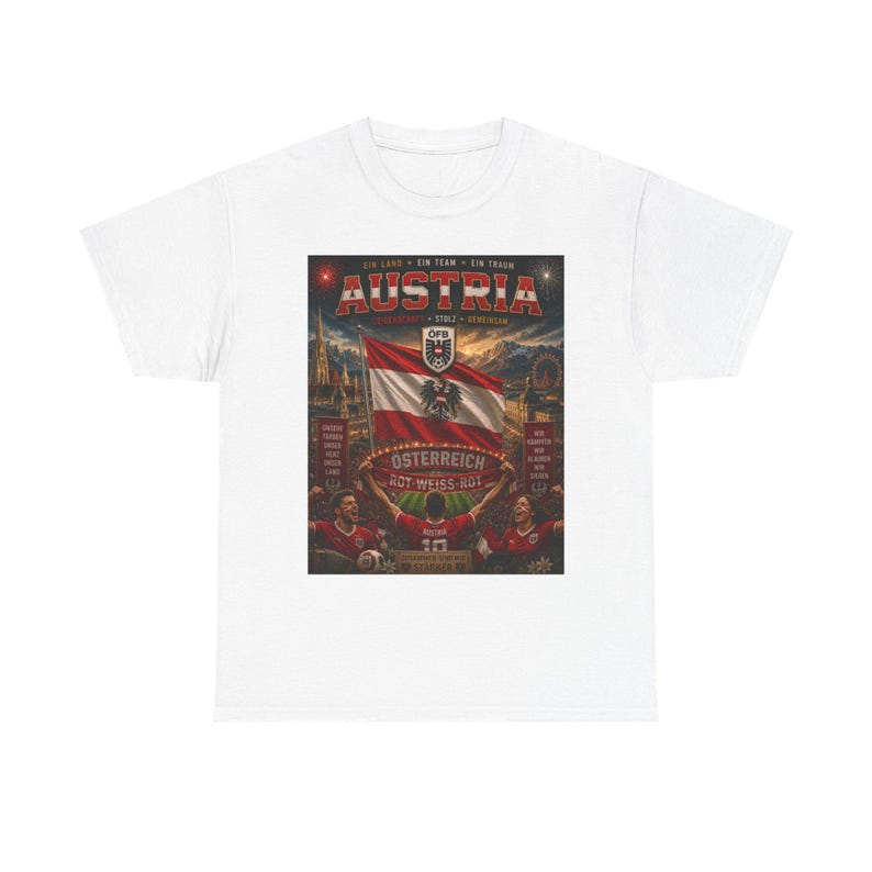 Austria Football Fan T-Shirt | Österreich Soccer Supporter Tee | Austrian Graphic Shirt | Austria Pride Apparel | National Team Fan Shirt 4XL