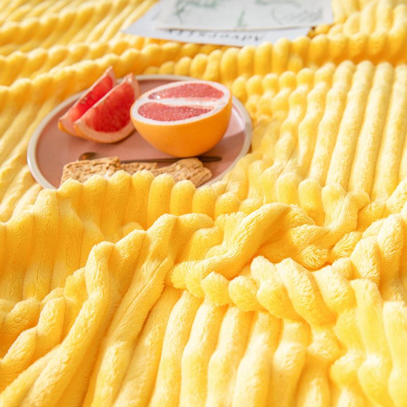 Striped Blanket Milk Velvet Blanket Warm Blanket Nap Blanket Sofa Blanket Coral Flannel Air Conditioning Blanket Super Soft Blanket