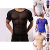 Men's Slim Fit Sexy Mesh Sheer Short Sleeve Gym Tops Chic And Stylish T-shirt