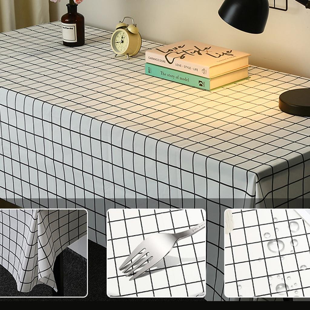 Table Cloth Waterproof Oil Proof Minimalist Fashionable Decorative White Plaid Tablecloth Table