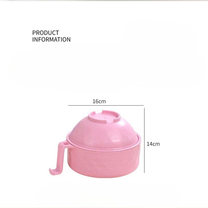 Microwave Ramen Bowl Cooker Set Wheat Straw Instant Noodles Bowl Handles,Ramen Noodle Cooker with Spoon Chopsticks Fork Camping