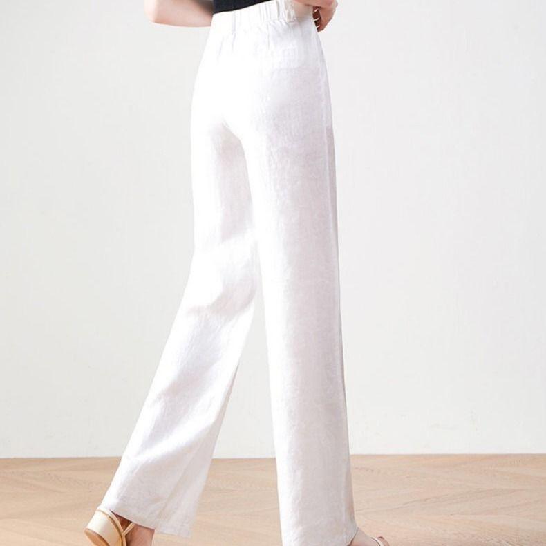 Linen Wide Leg Pants for Women In Summer Thin Casual and Artistic Loose High Waisted Straight Leg Pants with A Sense of Drape