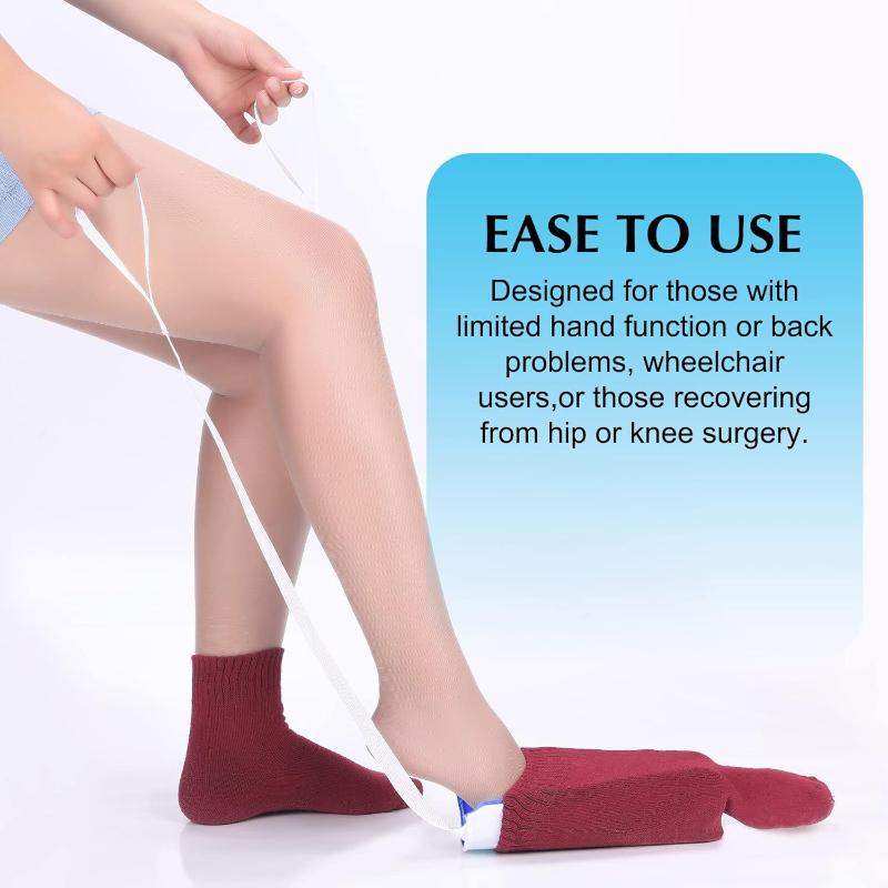 Sock Puller Helper Tool No Bending Easy On Sock Aid Device Soft Padding for Knee Surgery Recovery Patients Elderly