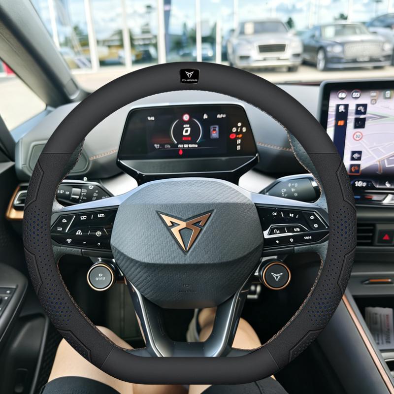 BFI1 Car Breathable Anti-Slip Suede Leather Steering Wheel Cover For Cupra Formentor Terramar Tavascan Ateca Born Leon ST IBIZA Raval