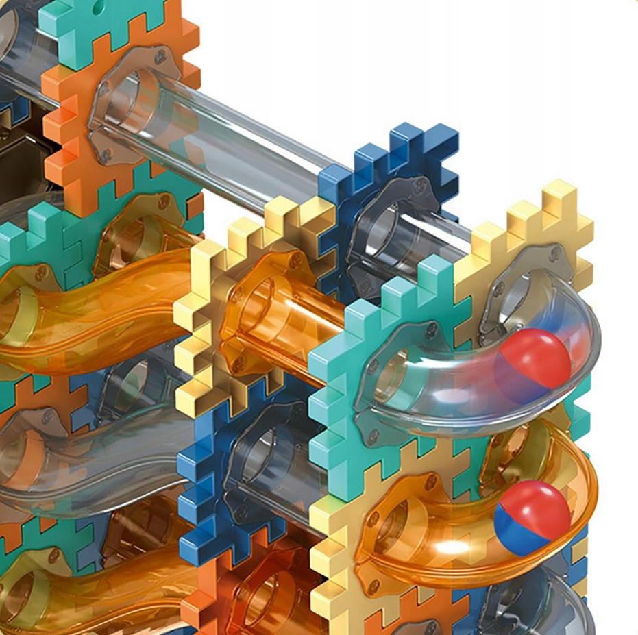 Construction Blocks Ball Track Puzzle Waffles Ball Track Set 125 Pieces