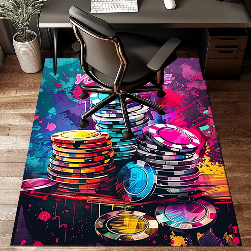 1PC Custom Name Colorful Chips Fantasy Theme Floor Mat Ideal for Living Room, Game Rooms, Office, Bedroom Floor Mat Playful Design