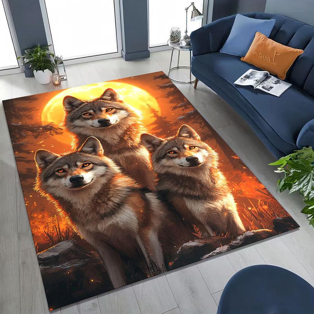 Norse Mythology Fenrir Wolf Beast Cartoon Rug for Bedroom Living Room Sofa Home Doormat Decor, Large Kid Play Non-slip Floor Mat