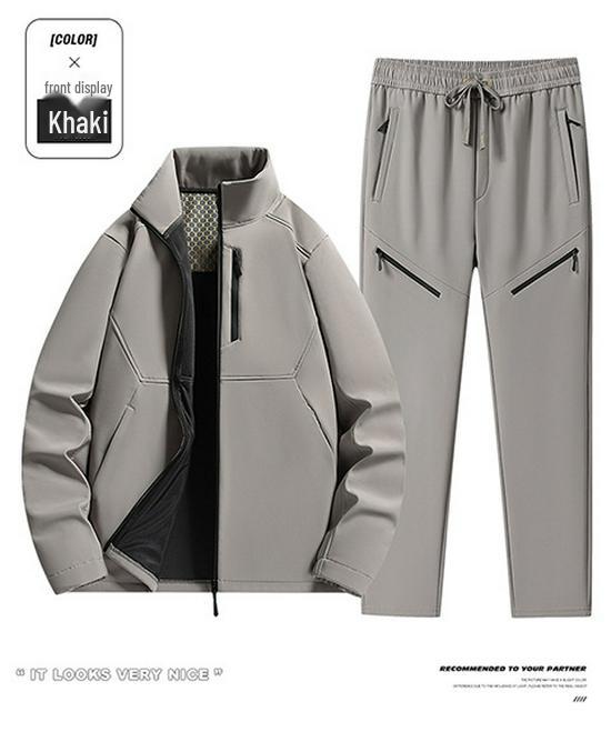 Unisex Fleece-Lined Softshell Rain Suit: Warm Winter Two-Piece Set