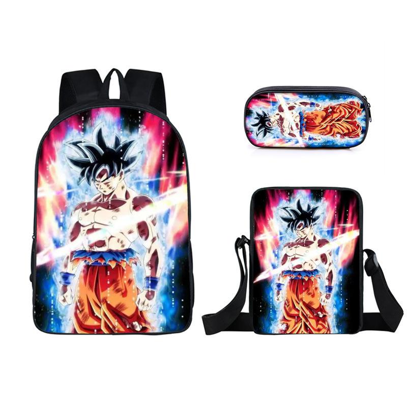 Animation seven dragon ball backpack, primary and secondary school schoolbag, satchel, shoulder bag, pencil case three-piece set