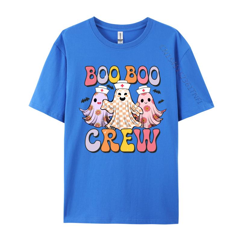 Groovy Boo Boo Crew Nurse Funny Ghost Halloween Nurse Casual 3D Printed T-Shirt for Men Pure Cotton Tops Shirts Funny Tee