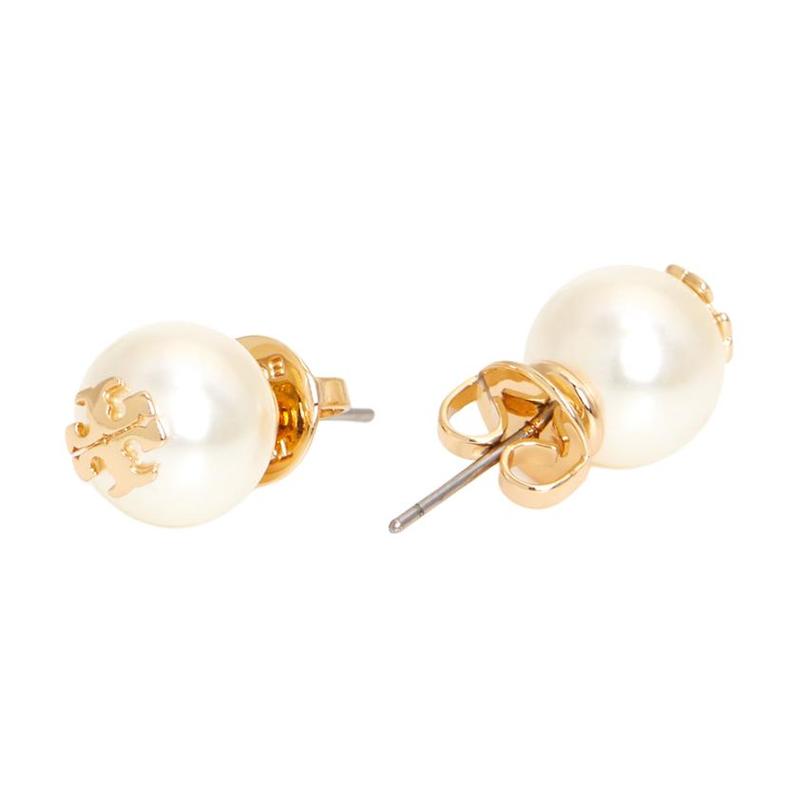 TORY BURCH logo design brass earrings women's gold 11165514 110-gold