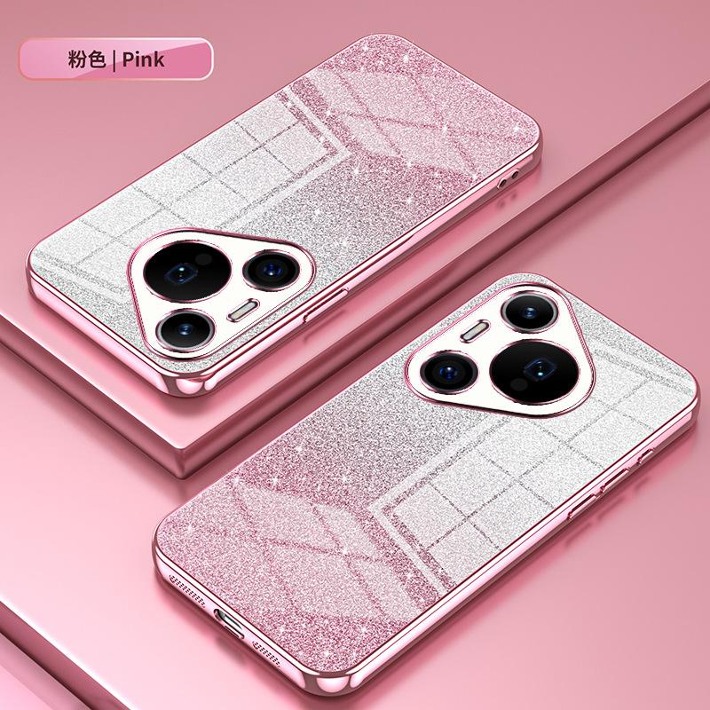 Applicable to Huawei Pura80Pro electroplated glitter mobile phone case Pura70Pro transparent P60 anti-drop protective case P30
