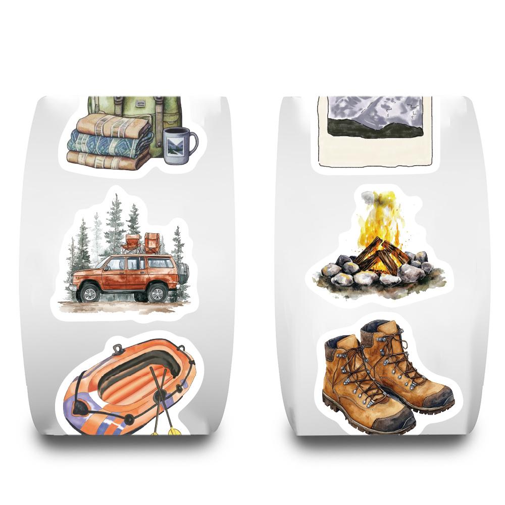 500PCS Happer Camper Roll Stickers Nostalgia Skateboard Colorful Sealing Decoration Personalized Art Landscape Harajuku Sticker