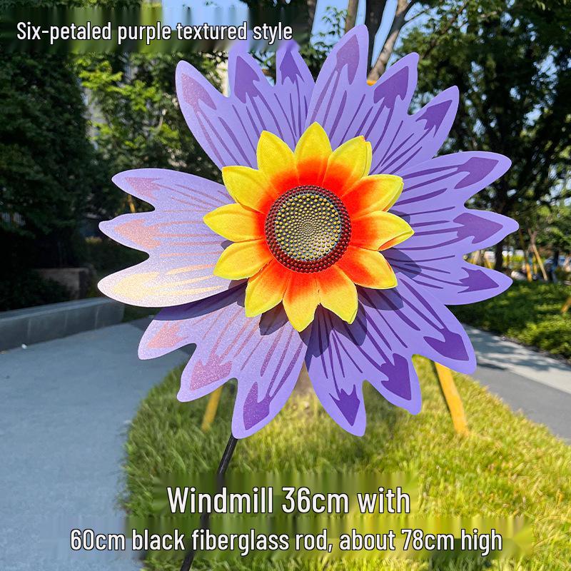 Children's Double-Layer Rotating Sunflower Pinwheel Outdoor Decoration