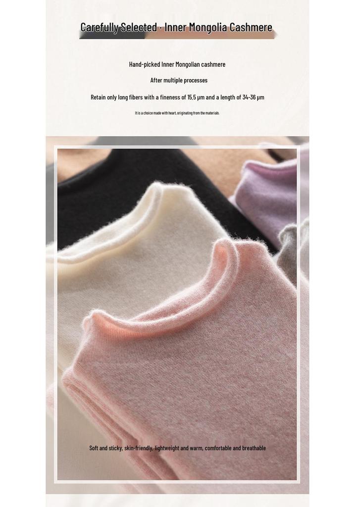 Lekasha Women's 100% Pure Cashmere Half-High Neck Sweater - Autumn/Winter Knit Base Layer