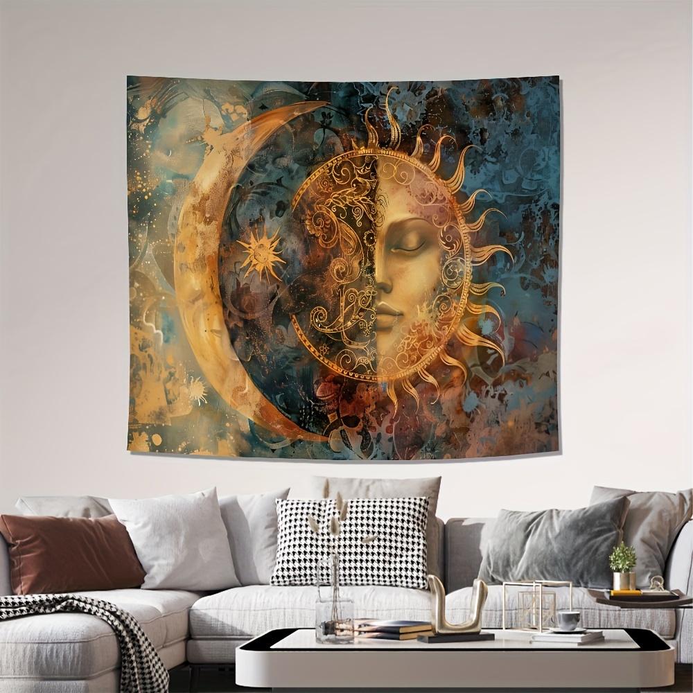 1pc Sun and Moon Tapestry - Polyester Fabric, Machine Washable, Suitable for Home Office Bedroom Living Room Decoration