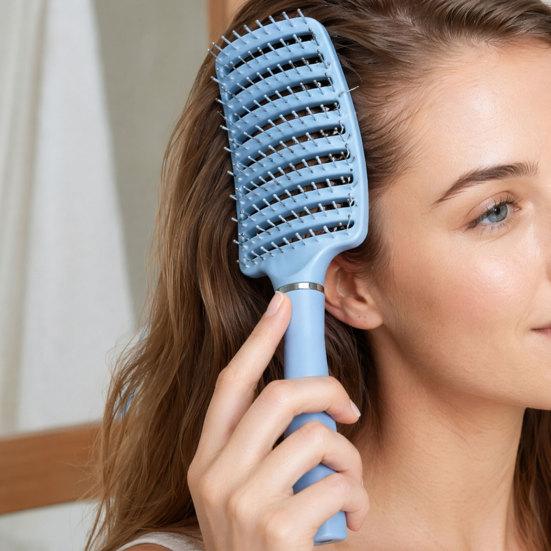 Curved Vented Hair Brush for Women Detangling Paddle Brush for Long Thick Curly Wet Hair Blow Fast Drying Detangler