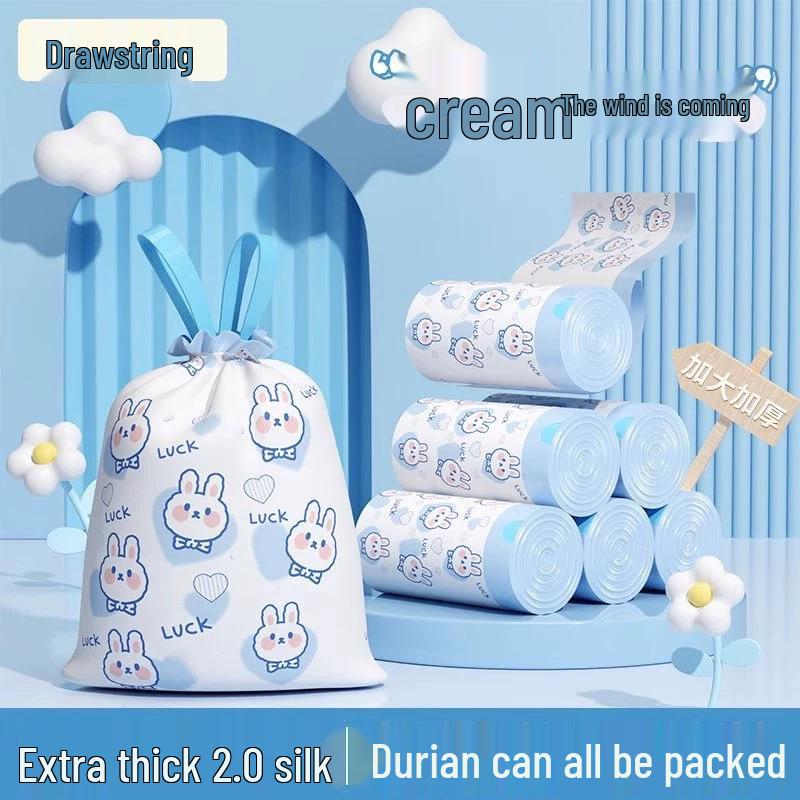 Cartoon Rabbit Drawstring Garbage Bags, Cute & Thickened Automatic Closure Trash Can Bags.