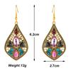 Vintage Ethnic Antique Gold Color Water Drop Earrings for Women Boho Simple Hollow Rhinestone Dangle Earrings Wedding Jewelry