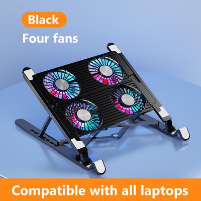 Laptop-Kühlständer mit 2/4 Lüftern, leiser Gaming-Laptop-Kühler, RGB, 7 Höhen, tragbarer Laptop-Ständer für 11-17,3 Zoll Laptops