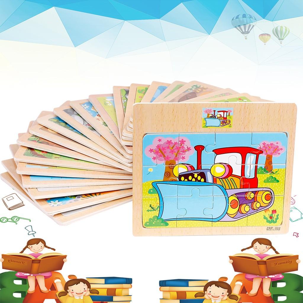 Wooden Puzzle Toy Children Cartoon  Traffic Learning Puzzle Toys