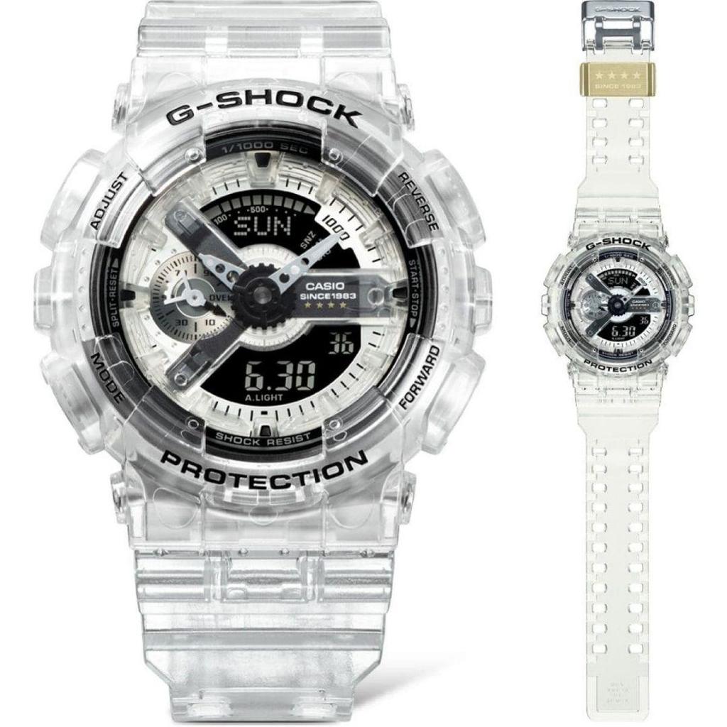 Casio G-Shock 40. výročí Série Clear Skeleton, GMA-S114RX-7AJR, Průhledné hodinky řady S, Voděodolné do 20 ATM, Odolné proti nárazu, Zcela nové