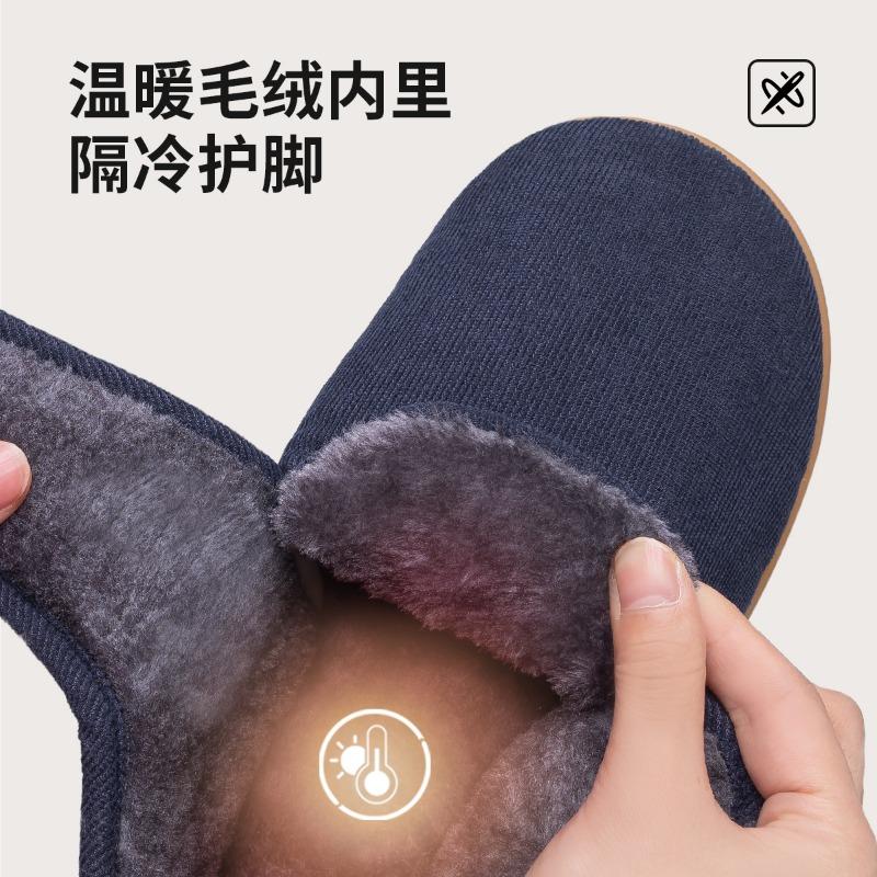 Elderly Cotton Slippers Men's Autumn and Winter Indoor Home Non-slip Piled Thickened Warm Bag and Old-fashioned Cotton Shoes Are Stain-resistant